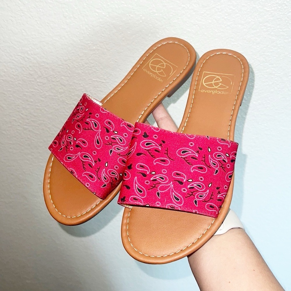Everglades Red Bandana Slide On Women’s Sandals